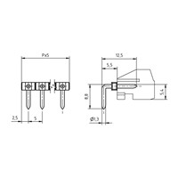 STL140/22-5.0-H-HT 22 way 5.0 Horizontal Header