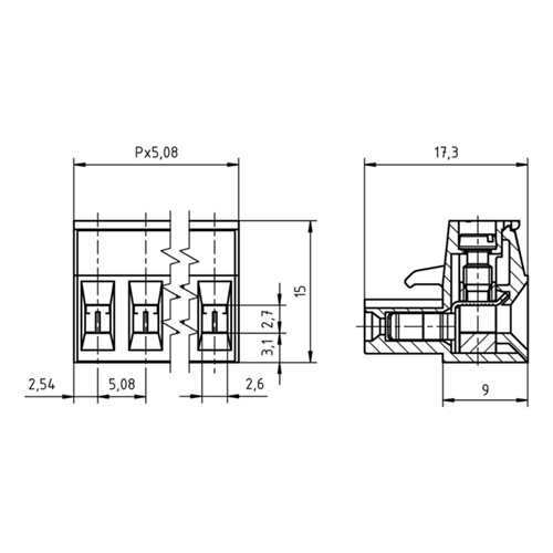 AKZ950/4 4 way 5.08 Plug Terminal Block